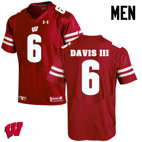 Men Winsconsin Badgers #6 Danny Davis III College Football Jerseys-Red - Click Image to Close